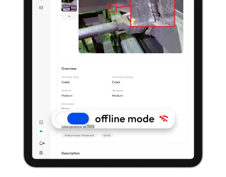 Strim app offline mode on a flagged asset anomaly